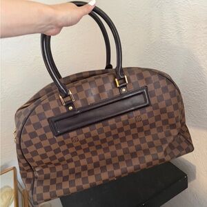 Brown Checkered traveling Bag